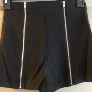 High Waisted Zipper Shorts